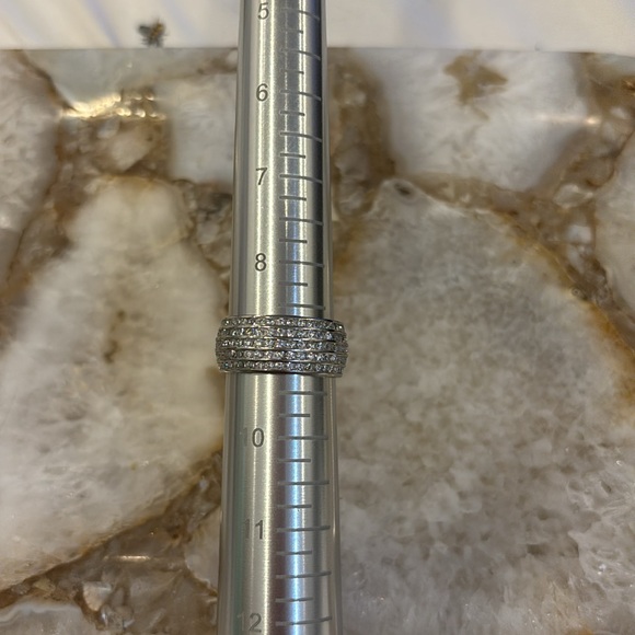 Sterling Silver Pave Eternity Band Ring Size 9 - Picture 6 of 6